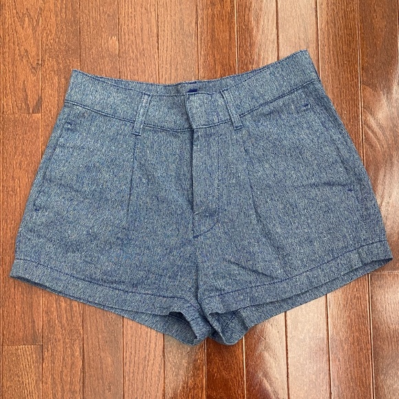 7 For All Mankind Blue High Waist Women's Shorts - Picture 9 of 9